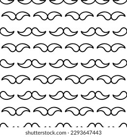 Barber shop mustache vintage gentleman vector seamless pattern. Background or texture with black curly retro mustaches on white background.