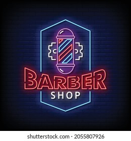 Barber Shop Neon Signs Style Text Vector