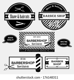 Barber shop old fashioned signs vector collection