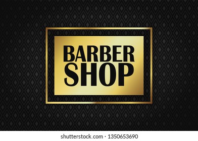 barber shop on a golden rectangle on a rich black background