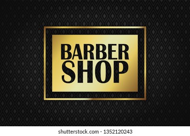 barber shop on a golden rectangle on a rich black background