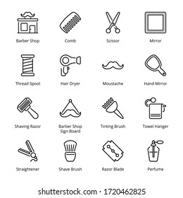 Barber Shop outline Icons - stroke, vector