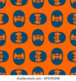 Barber shop pattern. Bearded ornament. Head hipper ornament. beard texture