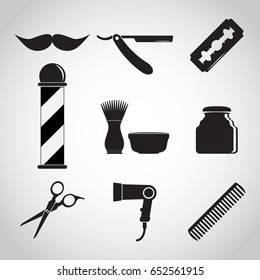 Barber shop and barber pole, Hair salon icon set