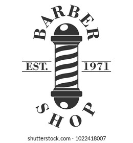 Barber shop pole. Hairdressing saloon icon isolated on white background. Barbershop sign and symbol. Design element for logo, labels, emblems. Vector Illustration