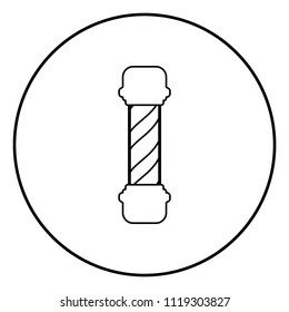 Barber shop pole icon black color in circle round outline