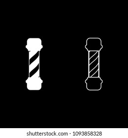 Barber shop pole icon set white color outline