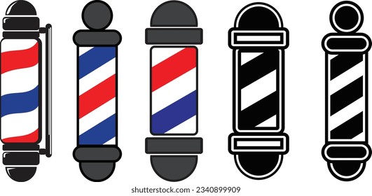 Ilustraciones de vectores de lámpara de tubo de barbería