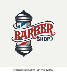 Ilustración vintage del logotipo del polo de Barber Shop