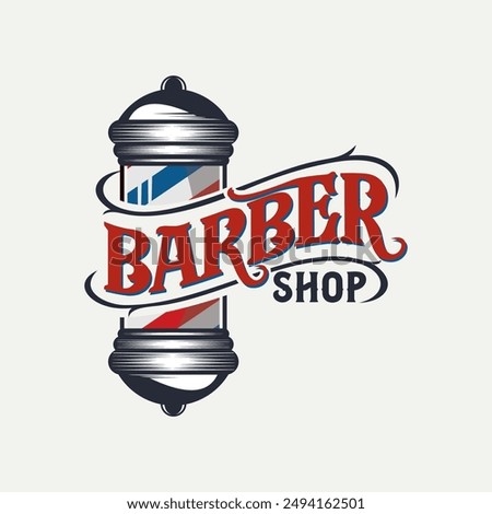 Barber Shop pole logo vintage illustration