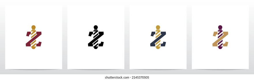 Barber Shop Pole On Letter Logo Design Z