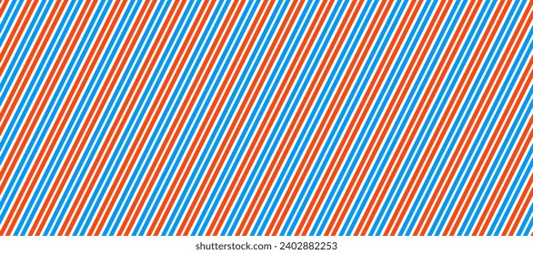 Barber shop pole pattern. Abstract diagonal line seamless background. Striped repeating wallpaper. Red, white and blue repeated texture. Vector wrapping paper backdrop. Barbershop background