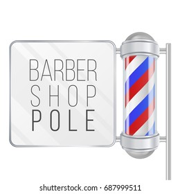 Barber Shop Pole Vector. Good For Design, Branding, Advertising. Space For Your Advertising. Isolated On White Background Illustration