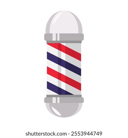 Barber shop pole vector illustration, red blue stipe, barber striped pole clip art, hair salon barbershop open sign