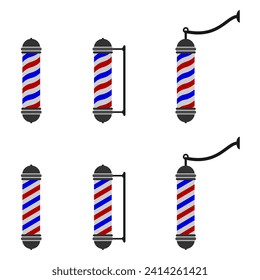 Barber shop pole vector set. vector illustration isolated on white background.
