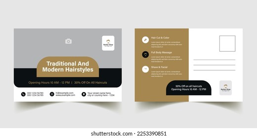 barber shop postcard template. editable beauty spa salon postcard or eddm postcard design template 