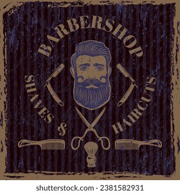 Barber shop poster. Placard with place for text for barber shop ads. Vector illustration