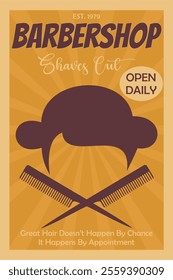 barber shop poster template on vintage background