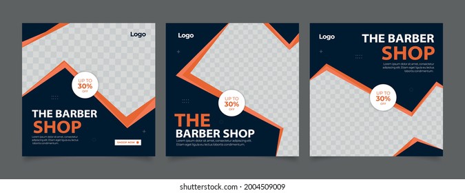 Barber shop promotion ad social media post template banner template