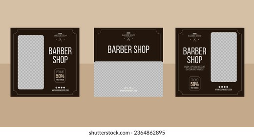barber shop promotion ad social media post template, barbershop hair salon grand opening discount social media post design 