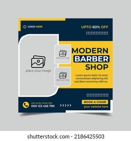 Barber Shop Promotion And Social Media Post Template. Barber Shop Promotion Ad Social Media. Barbershop Hair Salon Grand Opening Discount Social Media Post