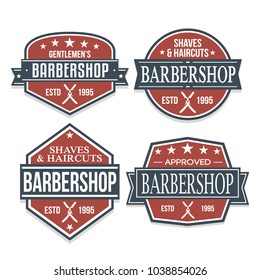 Barber Shop Quality Seal Stamp Vector Art Design. Logo Saloon Red. Gentleman Beauty.