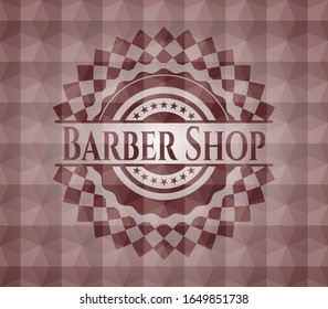Barber Shop red emblem with geometric pattern. Seamless.