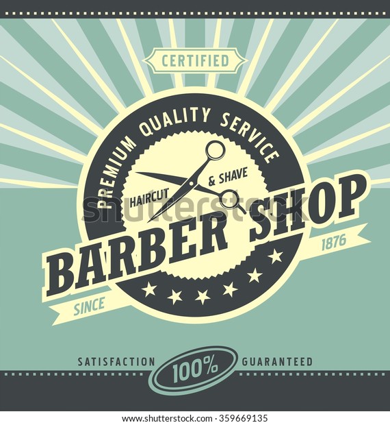 Barber Shop Retro Poster Design Template Stock Vektorgrafik