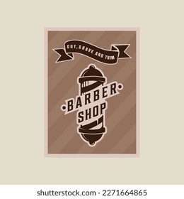 Barber Shop retro vector poster illustration template graphic design. barbershop banner for business with vintage style