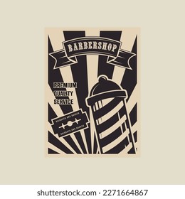 Diseño gráfico de plantilla de ilustración de afiches de vectores retro de Barber Shop. banner de cuchilla de afeitar de barbershop para negocios con estilo vintage
