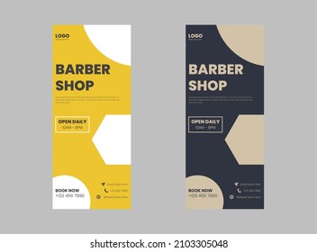 Barber Shop Roll Up banner Template Design. Haircut Shaves banner design, cover, roll up banner, poster, print-ready