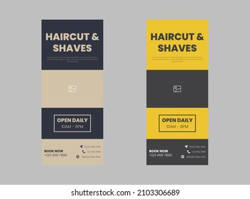 Barber Shop Roll Up banner Template Design. Haircut Shaves banner design, cover, roll up banner, poster, print-ready