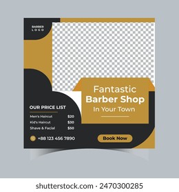 Barber shop or saloon social media post template 