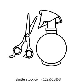 barber shop scissors with splash bottle