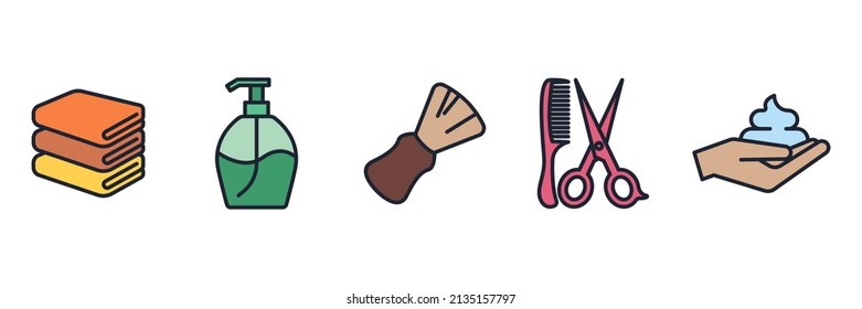 barber shop set icon symbol template for graphic and web design collection logo vector illustration