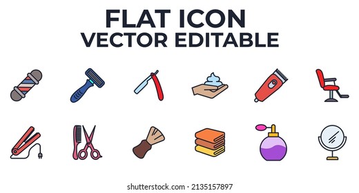 barber shop set icon symbol template for graphic and web design collection logo vector illustration