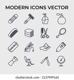 Barber shop set icon symbol template for graphic and web design collection logo vector illustration