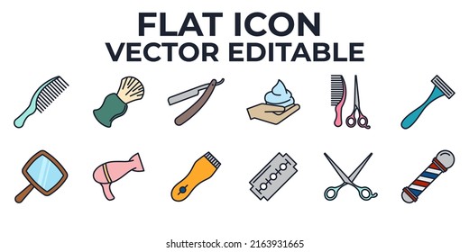 Barber shop set icon symbol template for graphic and web design collection logo vector illustration