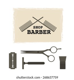 Barber shop, set barber, retro design 02