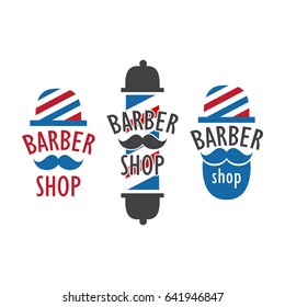 Barber shop set of vector vintage emblems, labels, badges and logos.