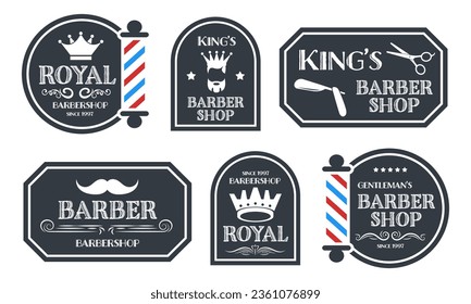 Barber shop - set of vintage advertising signs. Barbershop Vector Retro Labels.