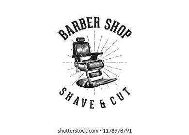 Barber shop shave and cut classic logo design