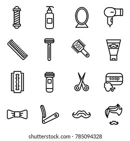Barber shop and shave shop vector icons. Barber tools, supplies and equipment