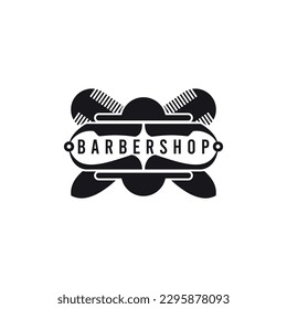 Barber shop and shaving machine logo design, Razor, Comb. Suitable for hairdressing business. On the street, in the city. Changing one's style to be more confident.