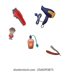 Barber Shop Shaving Tools Illustration Representing Classic Grooming and Professional Hairdressing