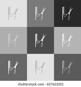 Barber shop sign. Vector. Grayscale version of Popart-style icon.