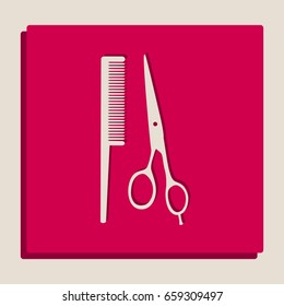 Barber shop sign. Vector. Grayscale version of Popart-style icon.