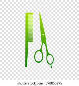 Barber shop sign. Vector. Green gradient icon on transparent background.