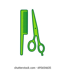 Barber shop sign. Vector. Lemon scribble icon on white background. Isolated