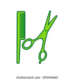 Barber shop sign. Vector. Lemon scribble icon on white background. Isolated